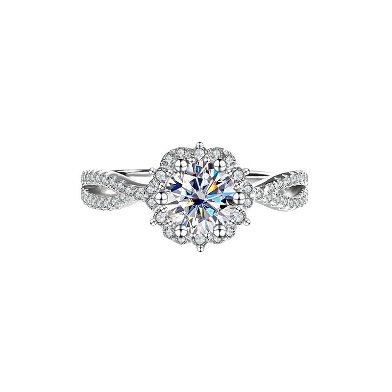 Cross-Border S925Sterling Silver Princess Elsa One Carat D Moissanite Diamond Ring for Women, Internet Celebrity Versatile Jewelry Wholesale