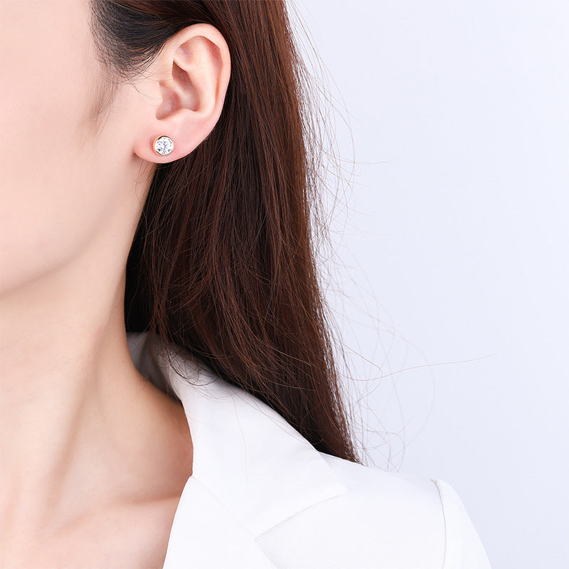 925Silver Moissanite Diamond Bubble Earrings for Women, Exquisite Super Sparkling Rose Gold Earrings, Elegant Fashionable High-end Earrings