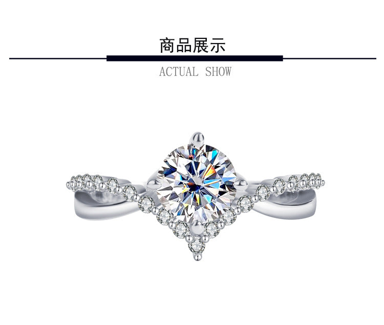 S925Sterling Silver Moissanite Ring for Women, Crown of Love Diamond Ring, Simulated Diamond Engagement Wedding Ring Wholesale