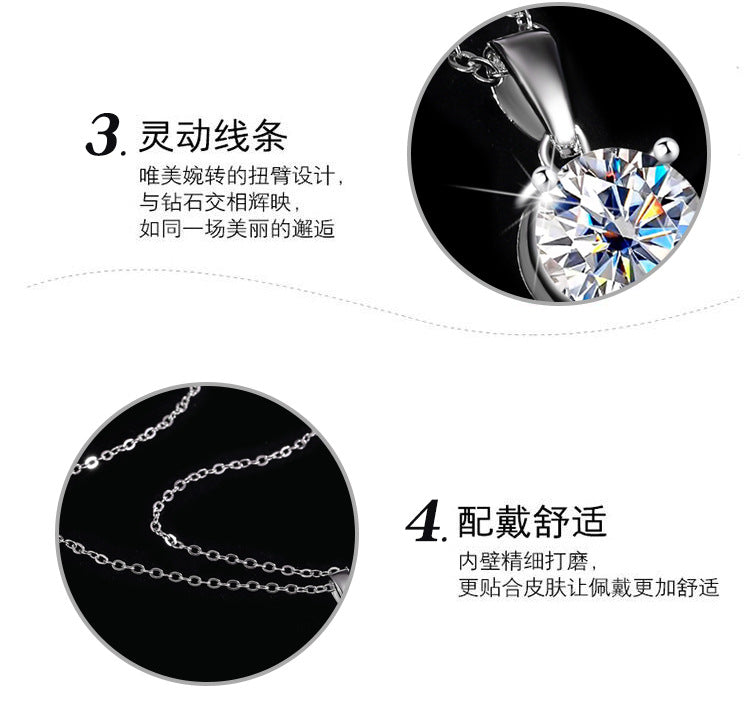 Exclusive for cross-border S925Silver Four-Claw Necklace Moissanite Diamond Pendant Simple Luxury Versatile Collarbone Chain Factory Wholesale