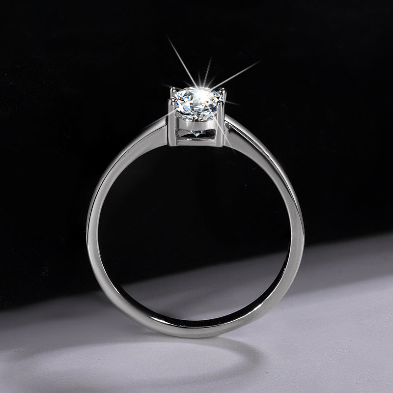 Cross-Border S925Silver 1 Karat D Moissanite Pigeon Egg Shape Ring Irregular Diamond Women's Ring Fashion Jewelry Wholesale