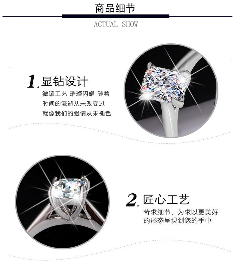 Aliexpress Hot Sale S925Pure Silver Moissanite Ring D Color1Clarety Cut Moissanite Ring Wholesale