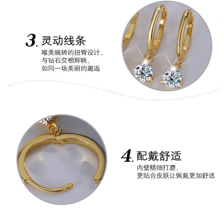 Best seller in europe and america S925Sterling Silver Three-Claw Earrings Moissanite Fashion Simple Earrings Moissanite Studs Factory Wholesale