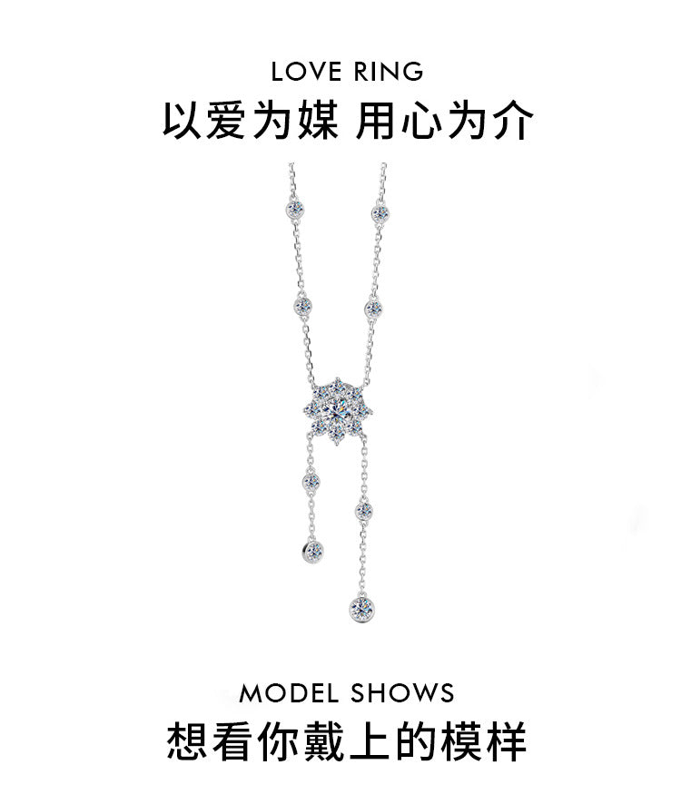 Cross-Border S925Pure Silver Tassel Bubble Rose Necklace for Women, Ultra Luxurious Design, Light Luxury Jewelry, Factory Wholesale