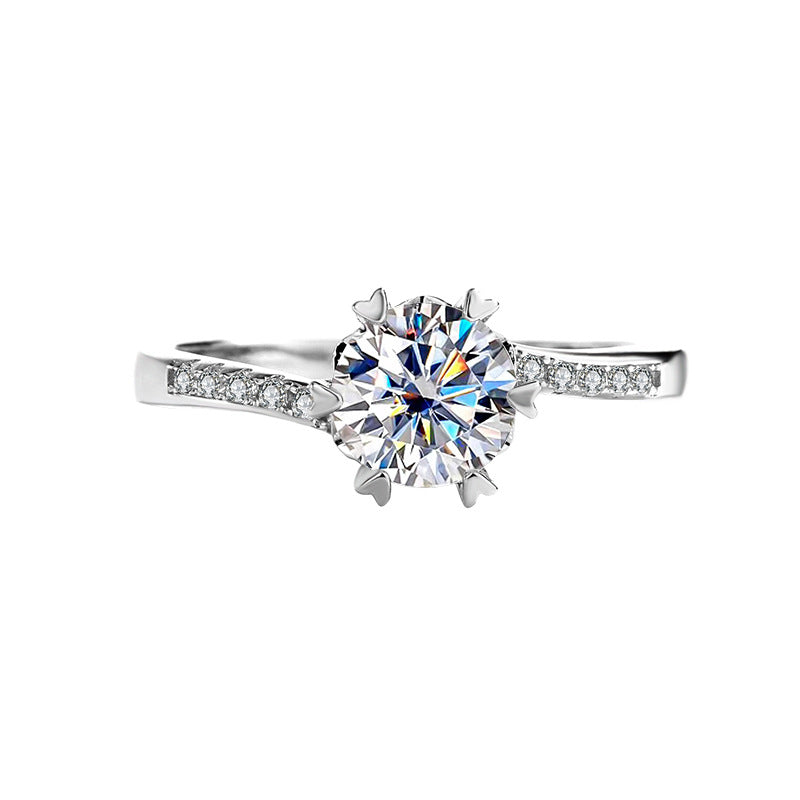 s925Sterling Silver Ring Twisted Arm Snowflake Moissanite High-end Fashion Women's Cross-border E-commerce Diamond Wholesale