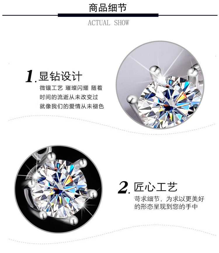 s925Sterling Silver Classic Six-Claw Pendant Moissanite Necklace for Women Classic Fashion Collarbone Chain Jewelry Direct Wholesale