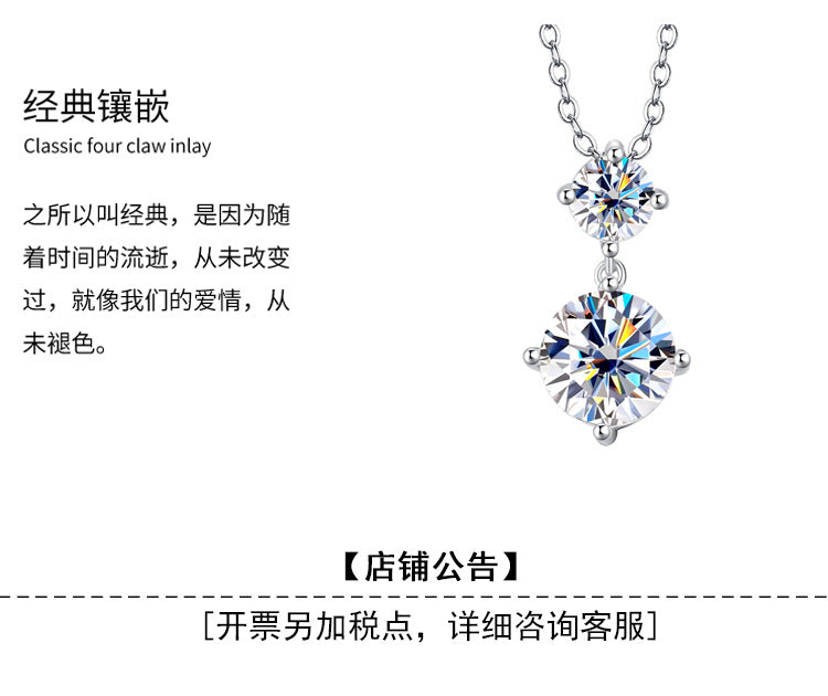 Cross-border Wholesale Direct Sales S925Sterling Silver Moissanite Gourd Necklace for Women Fashion Simple Pendant High-end Clavicle Chain