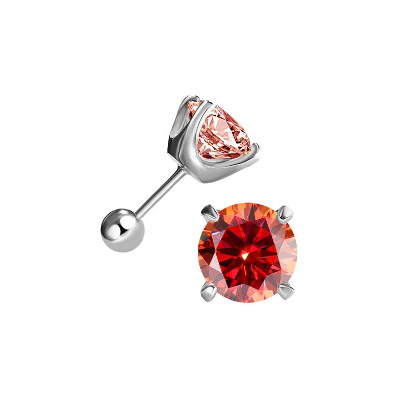 Cross-Border925Silver Moissanite Earrings Four Prong Screw Earrings 50Points1Carat 2Carat Fashion Simple Earrings