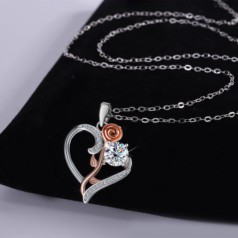 Exclusive for cross-border S925Sterling Silver Only Love You Necklace for Women Moissanite Diamond Pendant Qixi Valentine's Day Collarbone Chain