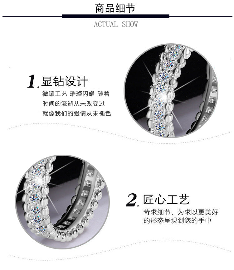 Cross-border hot selling S925Sterling Silver Kaleidoscope Bead Edge Full Diamond Ring Female Moissanite Ring Starry Sky Ring Wholesale
