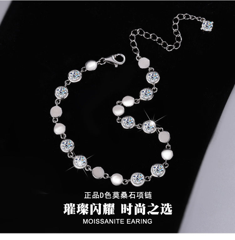 Cross-Border S925Pure Silver Sparkling Moissanite Bracelet High Fashion Exquisite Moissanite Jewelry Factory Wholesale