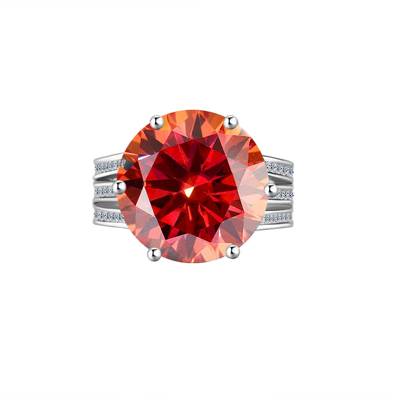 Cross-border European and American Luxury Pigeon Egg S925Silver Crescent Moon Eye Moissanite Ring High-end Ultra Sparkling Women's Ring Wholesale