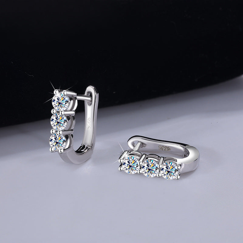 Direct Foreign Trade Sales S925Sterling Silver Full Diamond Moissanite Earrings Fashionable Personality Ear Clips Light Luxury High-end Ear Jewelry Wholesale