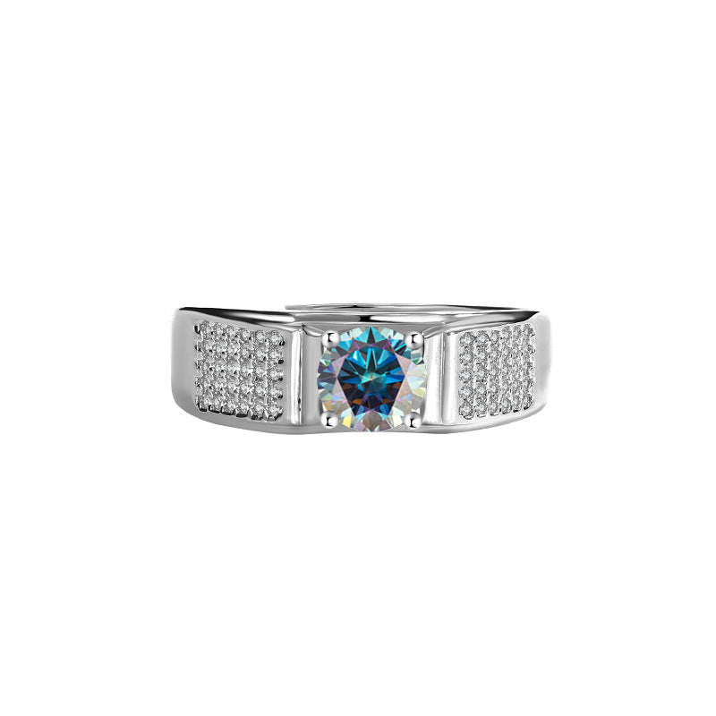 Authentic D Moissanite Starry Sky Men's Ring Pure Silver Platinum Plated One Carat Moissanite Men's Ring Manufacturer Wholesale