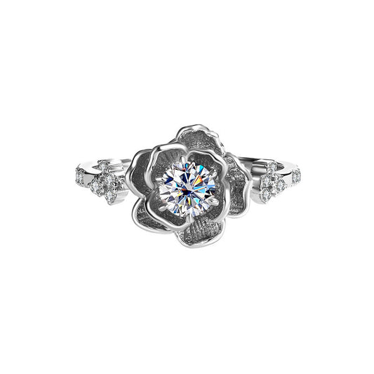 Exclusive for cross-border S925Sterling Silver D Moissanite Water Lily Ring for Women Hot Sale Classic Wedding Live Streaming Wholesale