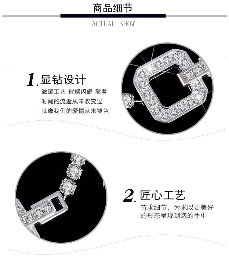 New Hot Selling Square Buckle Moissanite Bracelet for Women925Pure Silver Light Luxury Elegant Women's Style TikTok Kuaishou Live Wholesale