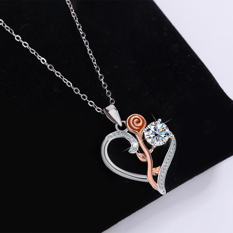 Exclusive for cross-border S925Sterling Silver Only Love You Necklace for Women Moissanite Diamond Pendant Qixi Valentine's Day Collarbone Chain
