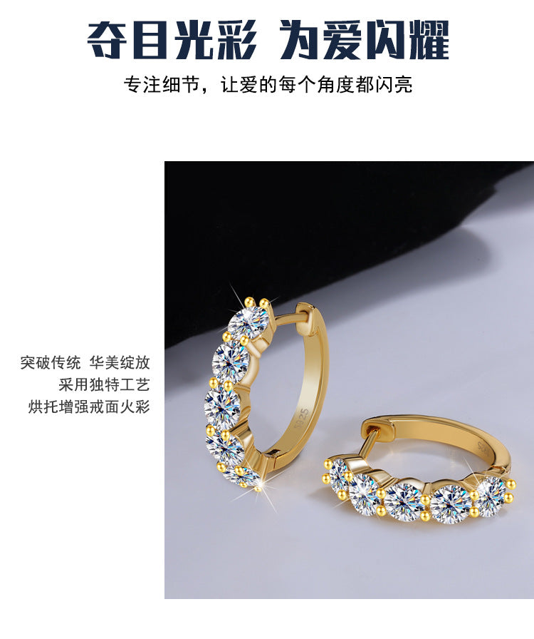 Europe and America S925Silver Moissanite Full Diamond Earrings High-end Fashion Bull Head Style Ear Clips Moissanite Stud Earrings Wholesale