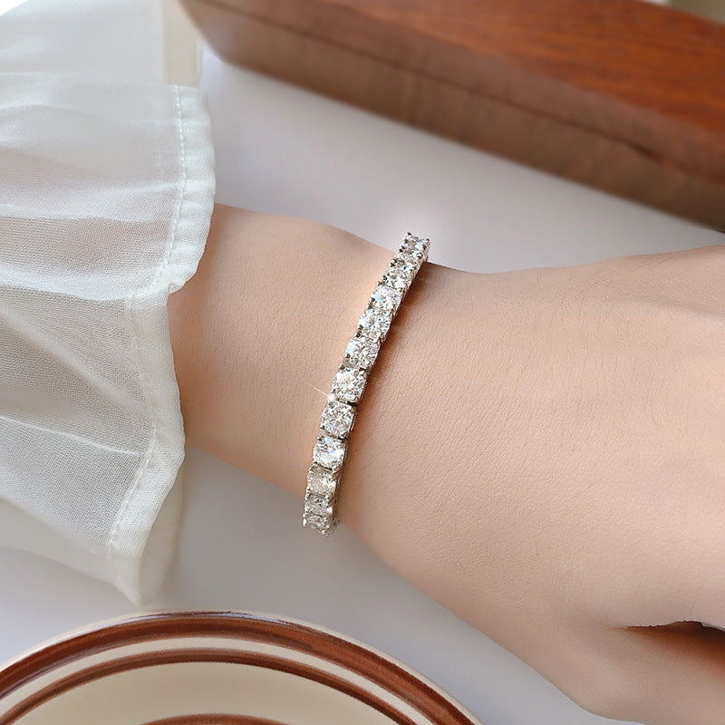 Cross-border hot sale S925Sterling Silver Moissanite Tennis Bracelet New Model Unisex Bracelet Moissanite Factory In Stock Wholesale