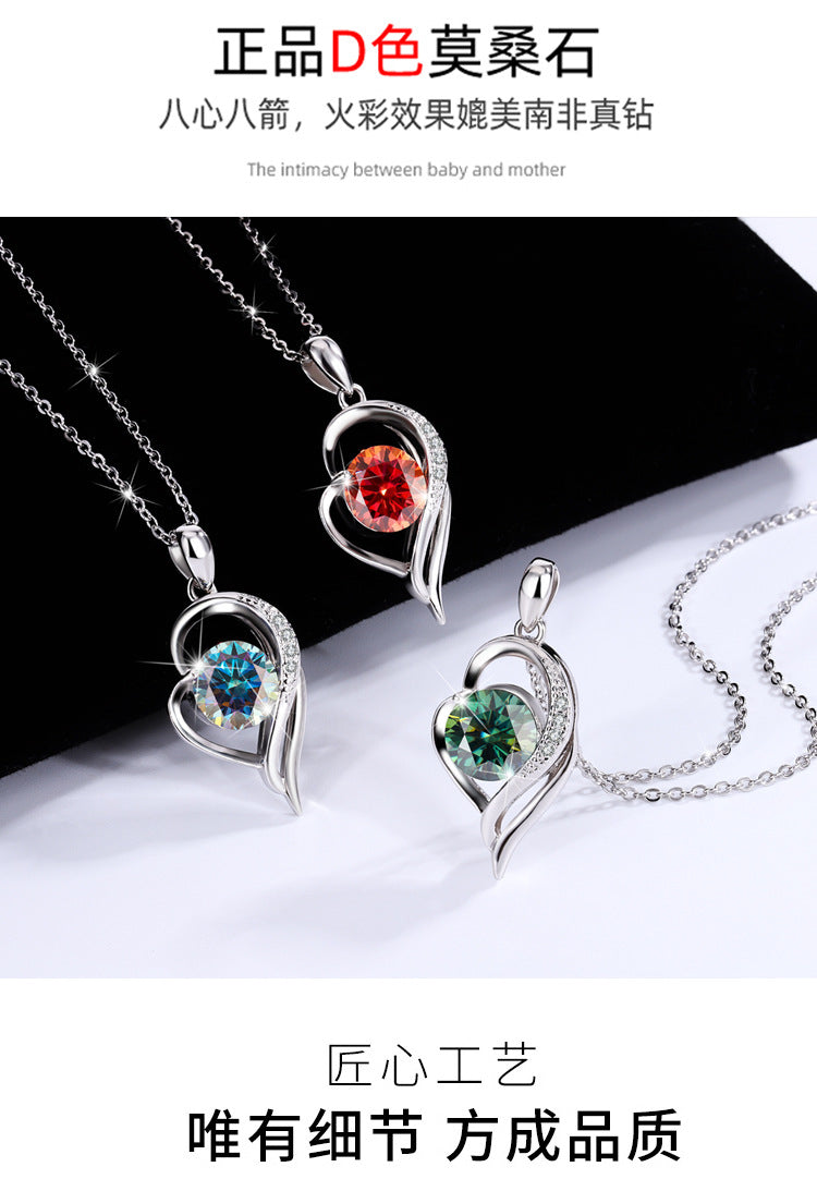925Sterling Silver VVS1Level Moissanite Diamond Love You Forever One Carat Diamond Necklace Light Luxury Versatile Collarbone Chain