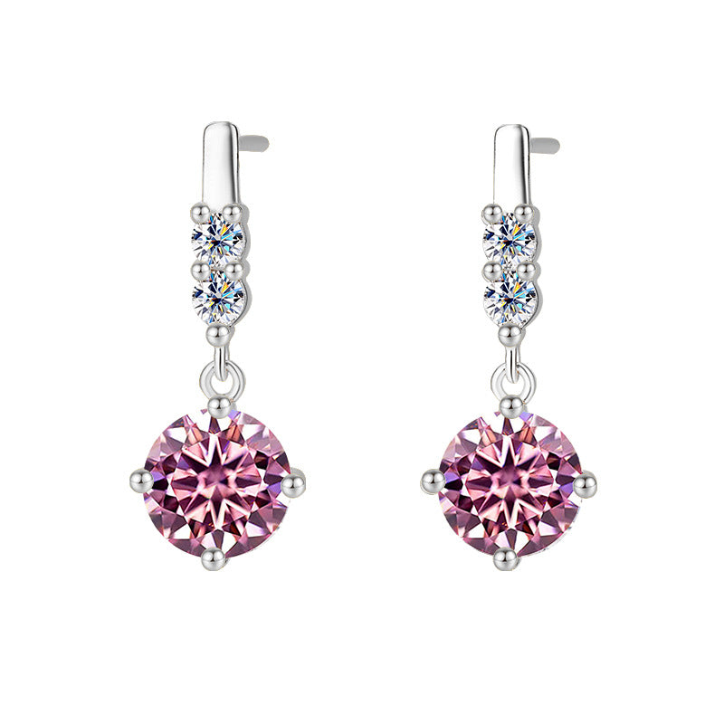 Factory direct sales S925Silver Tassel Dynamic Earrings Moissanite Stud Earrings for Women Moissanite Earrings Exquisite Craftsmanship Wholesale