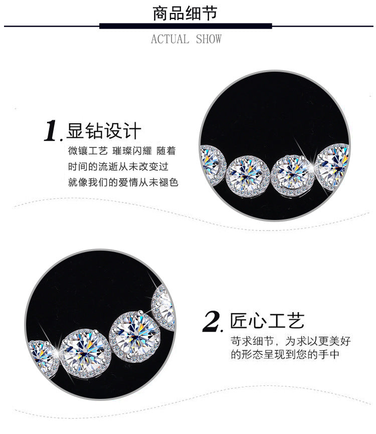 Cross-border hot selling S925Silver Round Bracelet for Women with Moissanite, Luxurious Heavy Craft Bracelet, Super Sparkling Jewelry, In Stock Wholesale