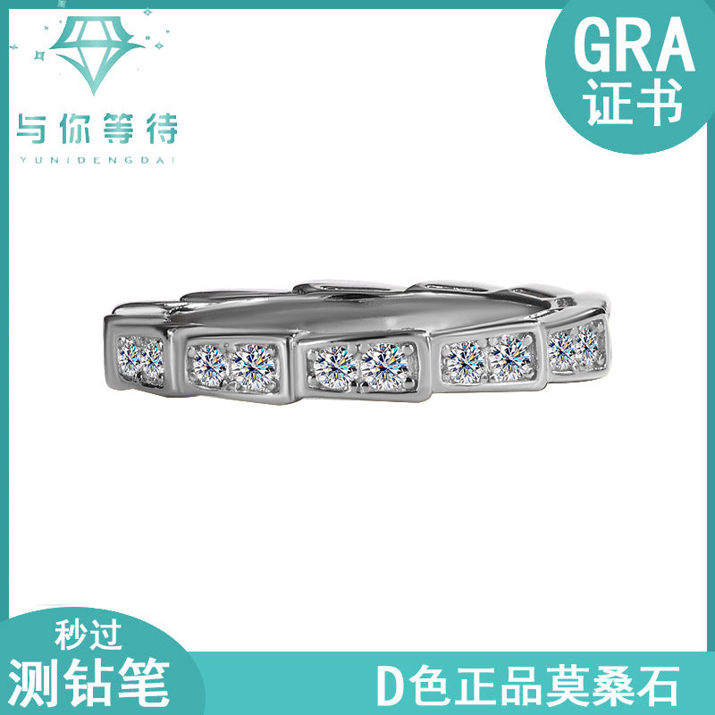 Cross-Border S925Pure Silver Korean Style Snake Ring High Micro Inlaid Full Diamond Fashion Versatile Unisex Ring Factory Wholesale
