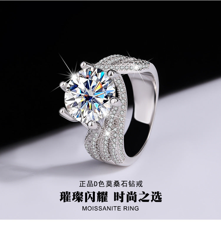 #501   925Pure Silver Genuine Moissanite Diamond Ring5Kara III Love Story Wedding Proposal Birthday Gift Ring for Girlfriend