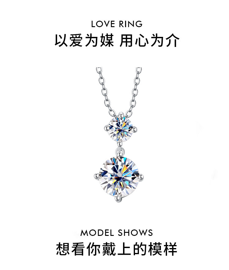 Cross-border Wholesale Direct Sales S925Sterling Silver Moissanite Gourd Necklace for Women Fashion Simple Pendant High-end Clavicle Chain