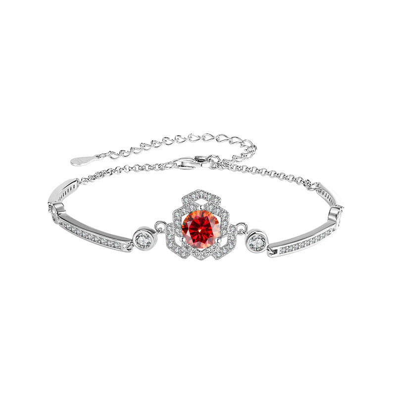 S925Silver Moissanite Rose Bracelet Moissanite Camellia Simple Style TikTok Kuaishou Live Streaming Factory Direct Sale