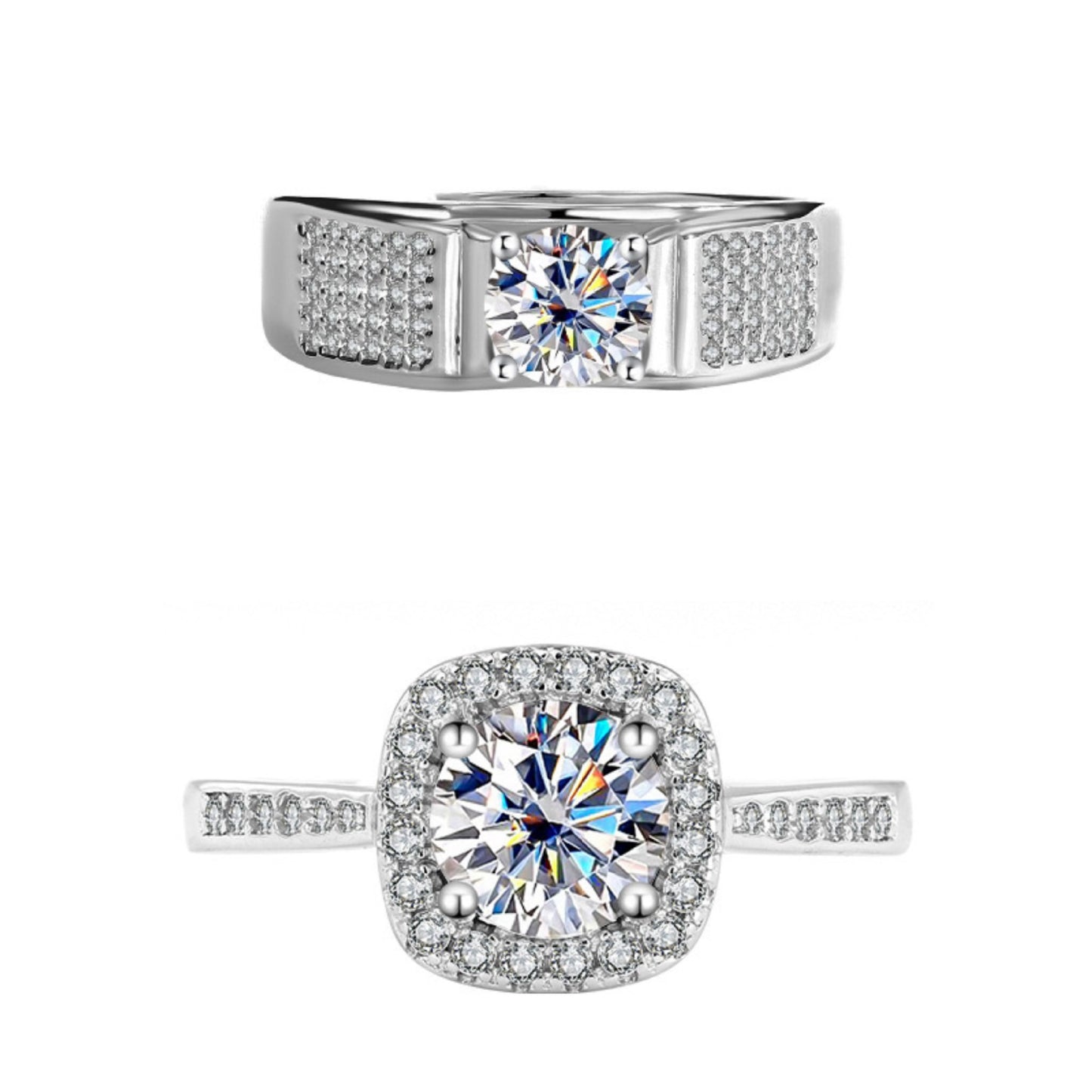 S925Sterling Silver Moissanite Couple Rings for Men and Women, Moissanite Jewelry for Proposal and Wedding, Wholesale from Factory Source
