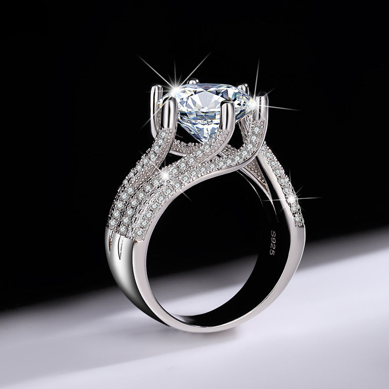 #501   925Pure Silver Genuine Moissanite Diamond Ring5Kara III Love Story Wedding Proposal Birthday Gift Ring for Girlfriend