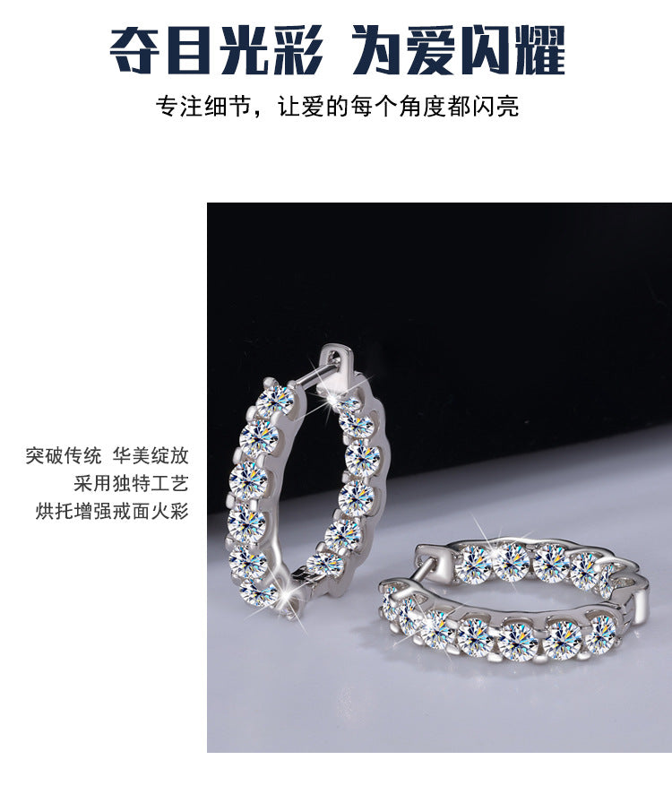Europe and America S925Silver Moissanite Full Diamond Earrings High-end Fashion Bull Head Style Ear Clips Moissanite Stud Earrings Wholesale