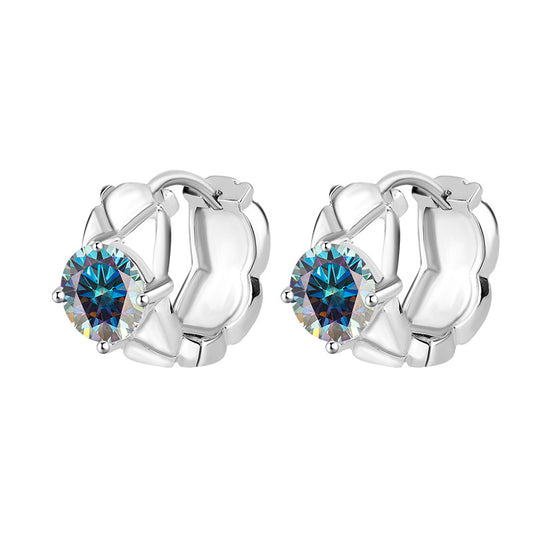S925Sterling Silver Moissanite Diamond Pattern Small Chanel Style Earrings Fashion High-end Moissanite Diamond Jewelry Four-prong Stud Earrings Wholesale