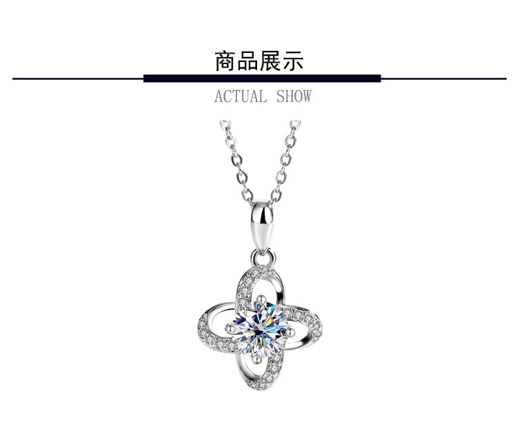 s925Pure Silver Niche Light Luxury Lucky Clover Silver Pendant Moissanite Necklace for Women Classic Fashion Collarbone Chain Wholesale