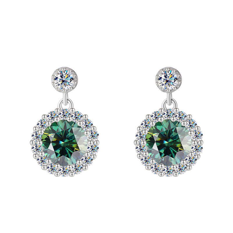 Cross-Border Wholesale S925Sterling Silver Moissanite Round Stud Earrings Simple Elegant High-end Earrings Moissanite Jewelry Live Streaming