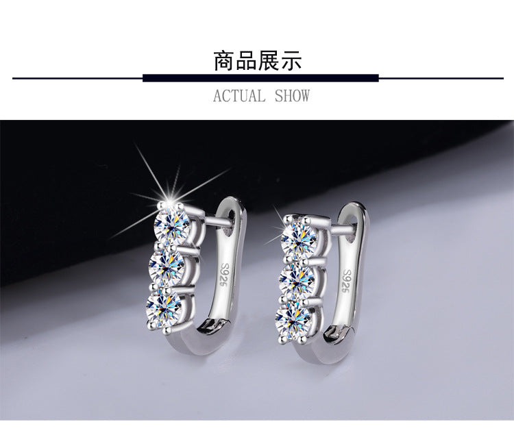 Direct Foreign Trade Sales S925Sterling Silver Full Diamond Moissanite Earrings Fashionable Personality Ear Clips Light Luxury High-end Ear Jewelry Wholesale