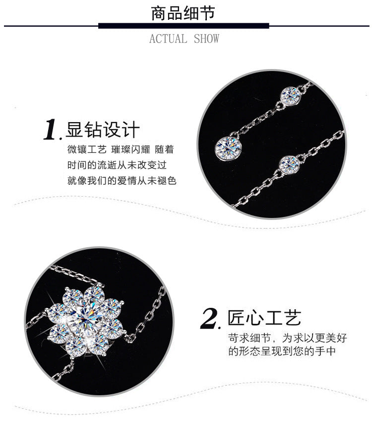 Cross-Border S925Pure Silver Tassel Bubble Rose Necklace for Women, Ultra Luxurious Design, Light Luxury Jewelry, Factory Wholesale