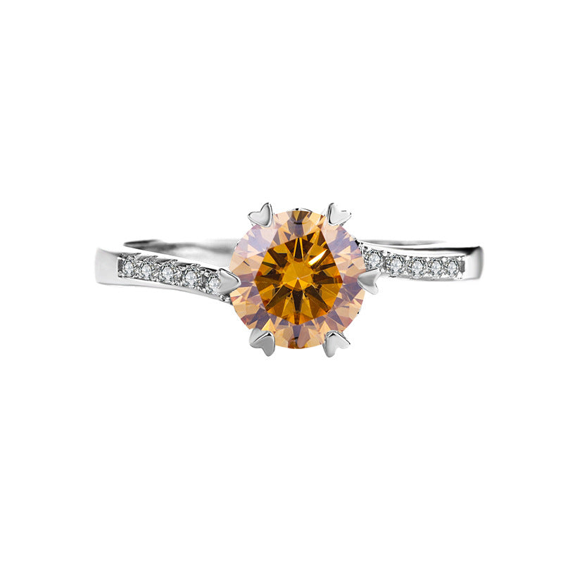 s925Sterling Silver Ring Twisted Arm Snowflake Moissanite High-end Fashion Women's Cross-border E-commerce Diamond Wholesale