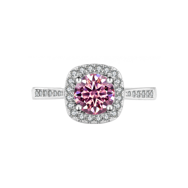 S925Sterling Silver Moissanite Ring for Women Princess Cut Square Bag Sterling Silver White Gold Diamond Imitation Proposal Engagement Wedding Diamond Ring
