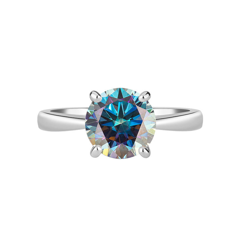 S925Sterling Silver Ring Classic Four-Prong Moissanite Ring Women's Crown Proposal Ring Wholesale
