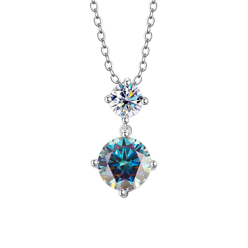 Cross-border Wholesale Direct Sales S925Sterling Silver Moissanite Gourd Necklace for Women Fashion Simple Pendant High-end Clavicle Chain