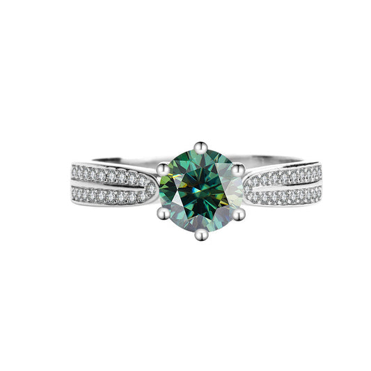 S925Silver Moissanite Starlight Queen Ring Wedding Proposal Pure Silver Ring Six-Prong Diamond Female Factory Brilliant