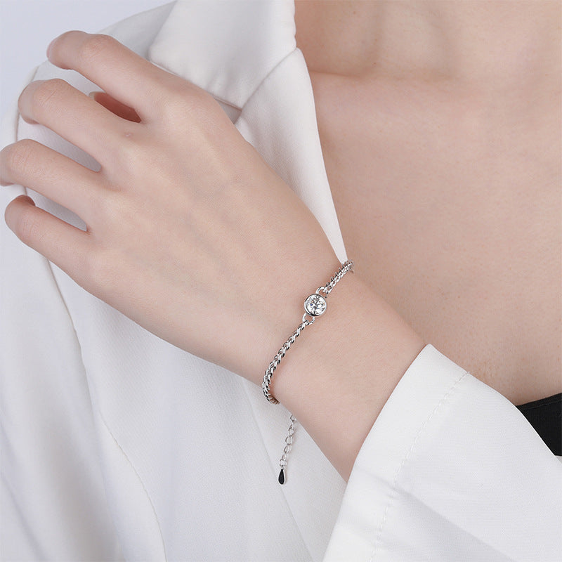 Exclusive for cross-border S925Sterling Silver Moissanite Bubble Bracelet Moissanite Light Luxury Fashion Simple Chain Factory Wholesale