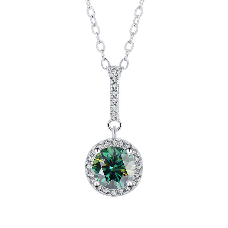 s925Sterling Silver Platinum Plated Round Snowflake Pendant Moissanite Necklace for Women Classic Fashion Collarbone Chain Wholesale