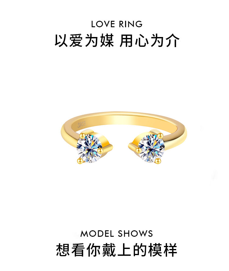 S925Sterling Silver Couple Matching Rings for Women, Moissanite Diamond Set Rings, Stackable Rings, High-end Women's Rings, Factory Wholesale