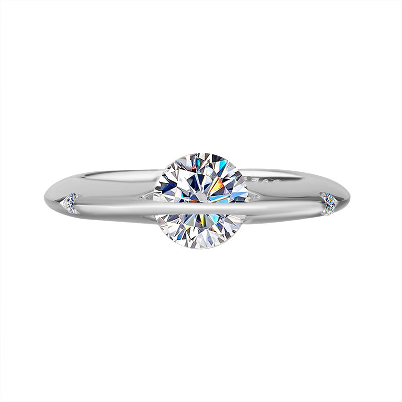 Cross-border hot selling S925Sterling Silver Moissanite Sparkling Planet Surrounding Rotating High-end Women's Ring Factory Wholesale