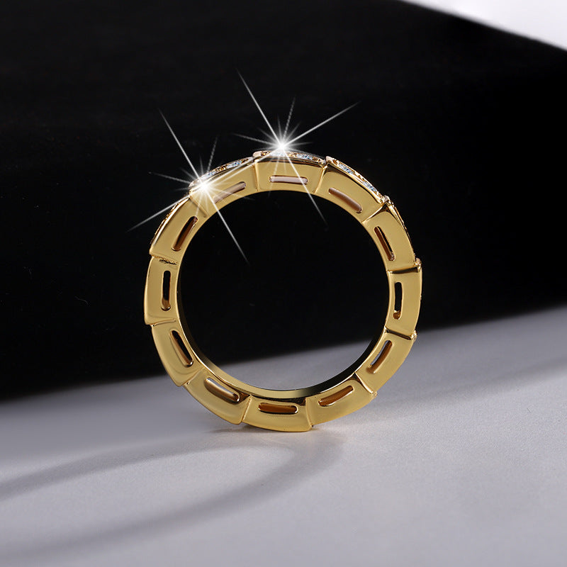 Cross-Border S925Pure Silver Korean Style Snake Ring High Micro Inlaid Full Diamond Fashion Versatile Unisex Ring Factory Wholesale
