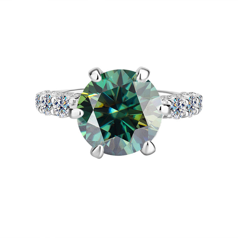 S925Silver Luxury Inlaid Moissanite White Moonlight Ring Light Luxury Exquisite Fashion High-end Goddess Style Women's Ring Factory Wholesale