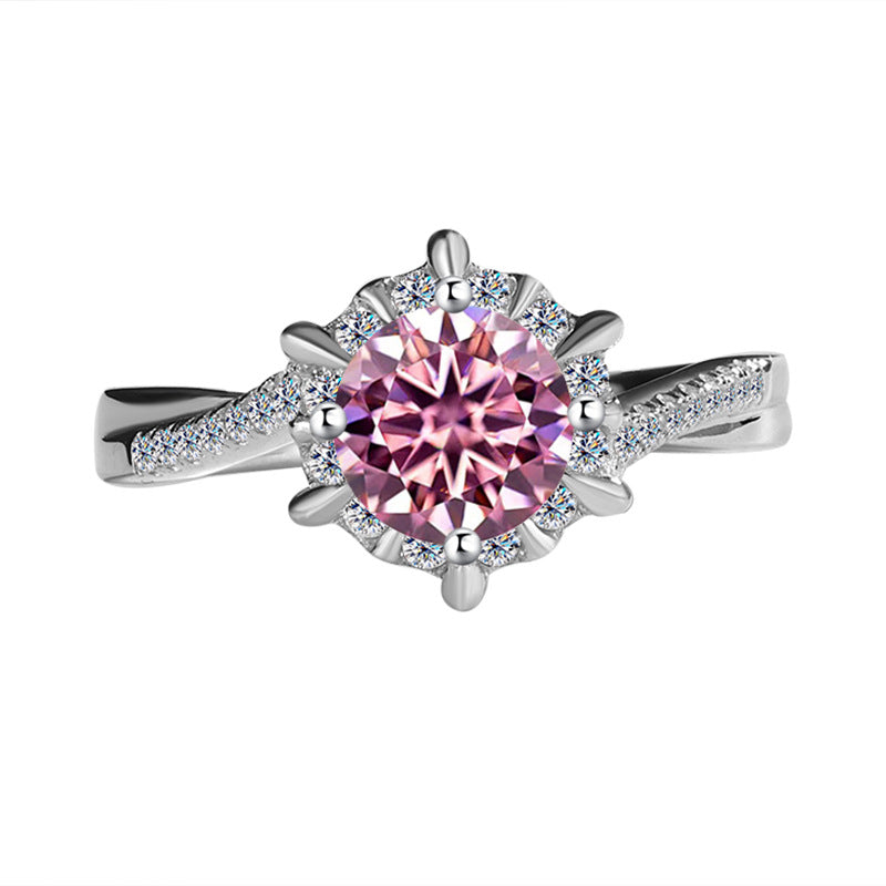 Hot Sale S925Sterling Silver Ring for Women with Moissanite Star Weave Twist Armband, High-end Moissanite Diamond Women's Ring, Factory Wholesale